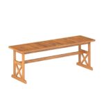 Costway Panchina da esterno in legno di acacia per 2-3 persone, Panchina senza schienale per patio giardino e veranda - immagine 5