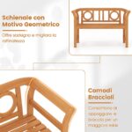 Costway Panchina da esterno in legno di acacia per 2 persone con schienale e braccioli, Panchina da giardino capacità 360 kg per veranda cortile prato e piscina Modello 1 - immagine 6