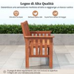 Costway Panchina da giardino 2 posti in legno massiccio con schienale e braccioli, Panchina da esterno ergonomica per balcone e giardino 119 cm - immagine 9