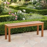 Costway Panchina da giardino a 2 posti in legno massello, Tavolino da caffè quadrato per balcone Naturale - immagine 4