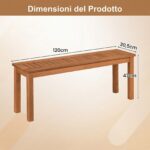 Costway Panchina da giardino a 2 posti in legno massello, Tavolino da caffè quadrato per balcone Naturale - immagine 6