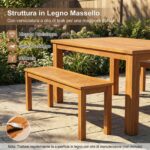 Costway Panchina da giardino a 2 posti in legno massello, Tavolino da caffè quadrato per balcone Naturale - immagine 10