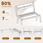 Costway Panchina da giardino in legno di acacia per 2 persone con schienale ondulato, Panca esterno a doghe portata 360 kg - immagine 9