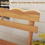 Costway Panchina da giardino in legno di acacia per 2 persone con schienale ondulato, Panca esterno a doghe portata 360 kg - immagine 10