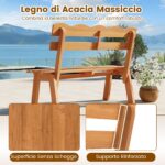 Costway Panchina da giardino in legno di acacia per 2 persone con schienale ondulato, Panca esterno a doghe portata 360 kg - immagine 6