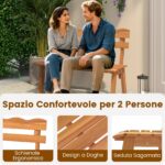 Costway Panchina da giardino in legno di acacia per 2 persone con schienale ondulato, Panca esterno a doghe portata 360 kg - immagine 7