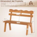 Costway Panchina da giardino in legno di acacia per 2 persone con schienale ondulato, Panca esterno a doghe portata 360 kg - immagine 5