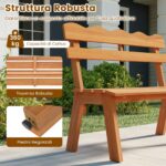 Costway Panchina da giardino in legno di acacia per 2 persone con schienale ondulato, Panca esterno a doghe portata 360 kg - immagine 8