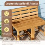 Costway Panchina esterno trasformabile 3 in 1 in legno di acacia, Set mobile esterno supporto piante per terrazzo patio e balcone Naturale - immagine 10