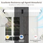 Costway Pensilina tettoia per porta robusta barra di fissaggio in alluminio, Tettoia parasole per ingresso in policarbonato facile da installare Nero - immagine 9