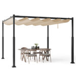 Pergola Costway 310 × 310 cm con copertura retrattile beige