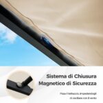 Pergola Costway 310 × 310 cm con copertura retrattile beige - immagine 8