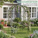 Costway Pergolato da giardino a forma di gabbia con gancio e picchetti, Traliccio ad arco in metallo per piante rampicanti - immagine 9