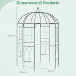 Costway Pergolato da giardino a forma di gabbia con gancio e picchetti, Traliccio ad arco in metallo per piante rampicanti - immagine 6