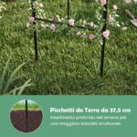 Costway Pergolato da giardino a forma di gabbia con gancio e picchetti, Traliccio ad arco in metallo per piante rampicanti - immagine 10