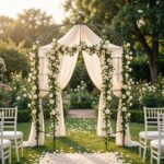 Costway Pergolato da giardino a forma di gabbia con gancio e picchetti, Traliccio ad arco in metallo per piante rampicanti - immagine 2