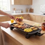 Costway Piastra elettrica con rivestimento antiaderente per interno ed esterno, Piastra grill da tavolo per bbq e campeggio - immagine 2