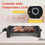 Costway Piastra grill da tavolo con rivestimento antiaderente per interno ed esterno, Piastra elettrica per bbq e campeggio Nero - immagine 7