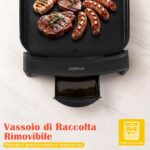 Costway Piastra grill da tavolo con rivestimento antiaderente per interno ed esterno, Piastra elettrica per bbq e campeggio Nero - immagine 8