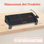 Costway Piastra grill da tavolo con rivestimento antiaderente per interno ed esterno, Piastra elettrica per bbq e campeggio Nero - immagine 3