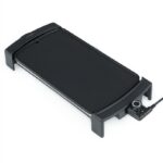 Costway Piastra grill da tavolo con rivestimento antiaderente per interno ed esterno, Piastra elettrica per bbq e campeggio Nero