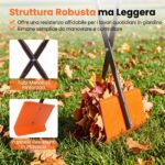 Costway Pinza raccogli fogli metallo impugnatura antiscivolo ergonomica, Rastrello fogli ganasce ampie plastica giardino prato - immagine 10