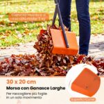 Costway Pinza raccogli fogli metallo impugnatura antiscivolo ergonomica, Rastrello fogli ganasce ampie plastica giardino prato - immagine 8