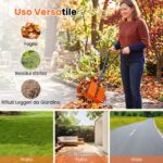 Costway Pinza raccogli fogli metallo impugnatura antiscivolo ergonomica, Rastrello fogli ganasce ampie plastica giardino prato - immagine 6