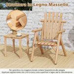 Costway Poltrona da esterno in legno con braccioli schienale alto e seduta a doghe portata 150 kg, Sedia da giardino singola Naturale - immagine 6