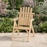 Costway Poltrona da esterno in legno con braccioli schienale alto e seduta a doghe portata 150 kg, Sedia da giardino singola Naturale - immagine 3