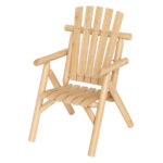 Costway Poltrona da esterno in legno con braccioli schienale alto e seduta a doghe portata 150 kg, Sedia da giardino singola Naturale