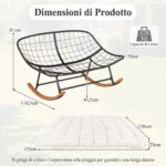 Costway Poltrona dondolo papasan doppia per 2 persone divano esterno oversize, Poltrona ovale per interni ed esterni per giardino Beige - immagine 4