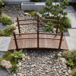 Costway Ponte da giardino in abete carbonizzato con ringhiere, Ponticello decorativo per cortile e fattoria con portata 500 kg 230 x 73 x 108 cm - immagine 4