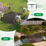 Costway Ponte da giardino in metallo con ringhiere di sicureza e decorazioni floreali, Ponticello resistente portata 150 kg 118 x 67 x 70 cm - immagine 9