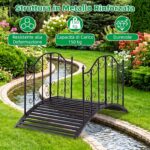 Costway Ponte da giardino in metallo con ringhiere di sicureza e decorazioni floreali, Ponticello resistente portata 150 kg 118 x 67 x 70 cm - immagine 7