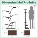 Costway Portavasi grande con luci di crescita per salotto e balcone, Supporto decorativo marrone per fiori per molteplici piante 2 Pezzi - immagine 4