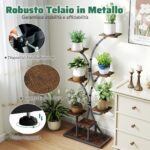 Costway Portavasi grande con luci di crescita per salotto e balcone, Supporto decorativo marrone per fiori per molteplici piante 2 Pezzi - immagine 8