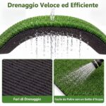 Costway Prato sintetico giardino con fori di drenaggio realistico e resistente, Tappeto manto erboso per giardino terrazza e balcone - immagine 7