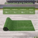 Costway Prato sintetico giardino con fori di drenaggio realistico e resistente, Tappeto manto erboso per giardino terrazza e balcone - immagine 4