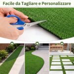 Costway Prato sintetico giardino con fori di drenaggio realistico e resistente, Tappeto manto erboso per giardino terrazza e balcone - immagine 9
