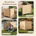 Costway Recinto da giardino in legno massello montaggio facile, Recinzione esterno a 2 pannelli schermo ventilato copri Naturale 2 Pezzi - immagine 7