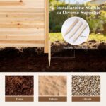 Costway Recinto da giardino in legno massello montaggio facile, Recinzione esterno a 2 pannelli schermo ventilato copri Naturale 2 Pezzi - immagine 8