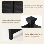 Costway Recinto da giardino in legno massello montaggio facile, Recinzione esterno a 2 pannelli schermo ventilato copri Nero 2 Pezzi - immagine 7