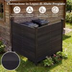 Costway Recinto da giardino in legno massello montaggio facile, Recinzione esterno a 2 pannelli schermo ventilato copri Nero 2 Pezzi - immagine 8