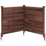 Costway Recinto da giardino in legno massello montaggio facile, Recinzione esterno a 2 pannelli schermo ventilato copri Marrone 2 Pezzi - immagine 6