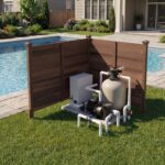 Costway Recinto da giardino in legno massello montaggio facile, Recinzione esterno a 2 pannelli schermo ventilato copri Marrone 2 Pezzi - immagine 2