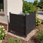 Costway Recinto da giardino in legno massello montaggio facile, Recinzione esterno a 2 pannelli schermo ventilato copri Nero 2 Pezzi - immagine 3