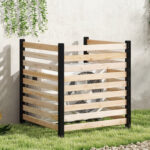 Costway Recinzione da giardino in legno design a doghe pannelli frangivista, 3 Pannelli per recinzione decorativa con 3 picchetti da esterno - immagine 2