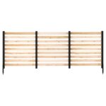 Costway Recinzione da giardino in legno design a doghe pannelli frangivista, 3 Pannelli per recinzione decorativa con 3 picchetti da esterno - immagine 5