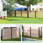 Costway Recinzione da giardino in legno design a doghe pannelli frangivista, 3 Pannelli per recinzione decorativa con 3 picchetti da esterno - immagine 10